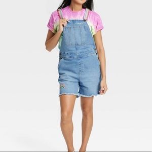 Target's Pride Collection Rainbow Shortalls Overalls Jean Jumpsuit Size L